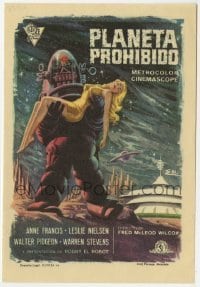 3h174 FORBIDDEN PLANET Spanish herald 1967 Carlos Escobar art of Robby the Robot carrying sexy Anne Francis!