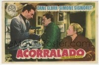 3h188 GANGSTER AT BAY Spanish herald 1950 different image of Dane Clark w/ gun & Simone Signoret!
