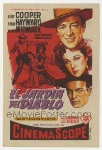 3h189 GARDEN OF EVIL Spanish herald 1955 Soligo art of Gary Cooper, Susan Hayward & Richard Widmark