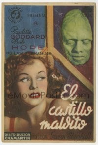 3h194 GHOST BREAKERS Spanish herald 1942 different image of monster behind sexy Paulette Goddard!