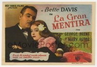 3h204 GREAT LIE Spanish herald 1947 different romantic close up of Bette Davis & George Brent!