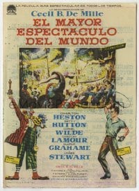 3h205 GREATEST SHOW ON EARTH Spanish herald R1962 DeMille classic, different circus art!