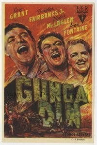 3h209 GUNGA DIN Spanish herald 1948 art of Cary Grant, Douglas Fairbanks Jr. & Victor McLaglen!