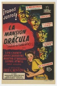 3h216 HOUSE OF DRACULA Spanish herald 1948 great art of classic monsters, Dracula & Frankenstein!