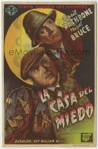 3h217 HOUSE OF FEAR Spanish herald 1946 Basil Rathbone as Sherlock Holmes, Nigel Bruce as Watson!