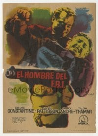 3h224 INCOGNITO Spanish herald 1959 different art of tough Eddie Constantine fighting over gun!
