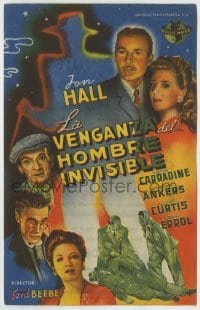 3h227 INVISIBLE MAN'S REVENGE Spanish herald 1944 Jon Hall, H.G. Wells, different art of top cast!