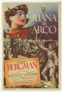 3h232 JOAN OF ARC Spanish herald 1950 different art of Ingrid Bergman in armor with sword!