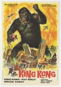 3h237 KING KONG Spanish herald R1965 different art of giant ape holding Fay Wray & destroying city!