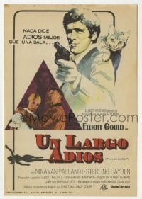 3h254 LONG GOODBYE Spanish herald 1974 great art of Elliott Gould as Philip Marlowe with gun & cat!