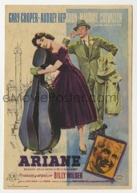 3h256 LOVE IN THE AFTERNOON Spanish herald 1957 different MCP art of Gary Cooper & Audrey Hepburn!