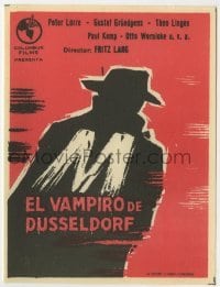 3h257 M Spanish herald R1962 Fritz Lang classic, silhouette art of serial killer Peter Lorre!