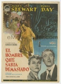 3h260 MAN WHO KNEW TOO MUCH Spanish herald 1956 Hitchcock, James Stewart & Doris Day, different!