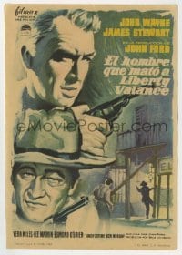 3h261 MAN WHO SHOT LIBERTY VALANCE Spanish herald 1962 MCP art of John Wayne & James Stewart, Ford
