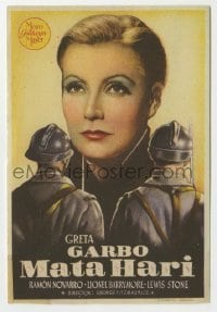 3h262 MATA HARI Spanish herald R1940s cool completely different art of Greta Garbo & soldiers!