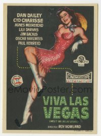 3h264 MEET ME IN LAS VEGAS Spanish herald 1958 Jano art of Cyd Charisse in sexy showgirl outfit!