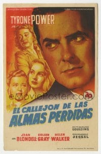3h279 NIGHTMARE ALLEY Spanish herald 1949 Soligo art of Tyrone Power, Joan Blondell & Coleen Gray!