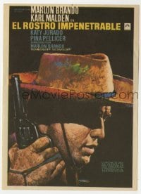 3h291 ONE EYED JACKS Spanish herald R1972 different Mac art of star/director Marlon Brando with gun!