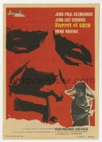 3h308 PIERROT LE FOU Spanish herald 1966 Jean-Luc Godard, Jean-Paul Belmondo, Anna Karina, MCP art!