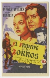 3h312 PRINCE OF FOXES Spanish herald 1950 Soligo art of Orson Welles, Tyrone Power & Wanda Hendrix!