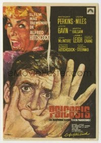 3h315 PSYCHO Spanish herald R1971 different Mac Gomez art of Leigh & Perkins, Alfred Hitchcock!