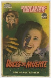 3h357 SORRY WRONG NUMBER Spanish herald 1950 different image of Burt Lancaster & Barbara Stanwyck!