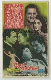 3h366 STORY OF THREE LOVES Spanish herald 1954 Kirk Douglas, Pier Angeli, Caron, Granger, Mason