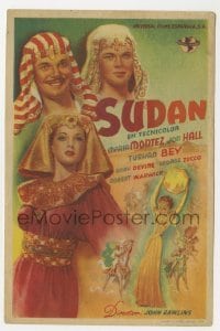 3h370 SUDAN Spanish herald 1946 different art of sexy Maria Montez, Jon Hall & Turhan Bey!