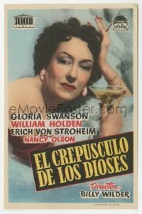 3h371 SUNSET BOULEVARD Spanish herald 1952 different close up of Gloria Swanson with drink!