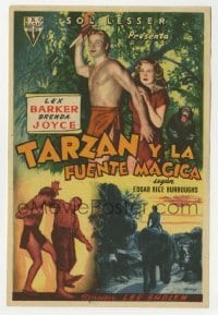3h377 TARZAN'S MAGIC FOUNTAIN Spanish herald 1953 different image of Lex Barker & Brenda Joyce!