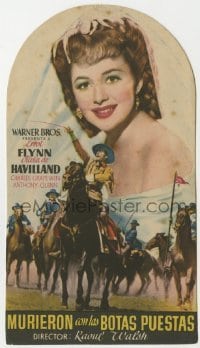 3h379 THEY DIED WITH THEIR BOOTS ON die-cut Spanish herald 1947 Errol Flynn & Olivia De Havilland!
