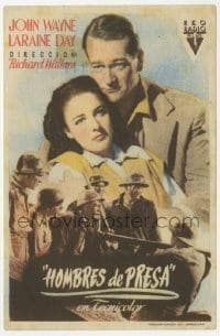 3h396 TYCOON Spanish herald 1949 different close up of John Wayne & pretty Laraine Day!