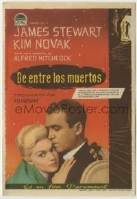 3h400 VERTIGO Spanish herald 1960 Alfred Hitchcock classic, c/u James Stewart & blonde Kim Novak!