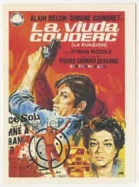 3h418 WIDOW COUDERC Spanish herald 1972 different Jano art of Alain Delon & Simone Signoret!