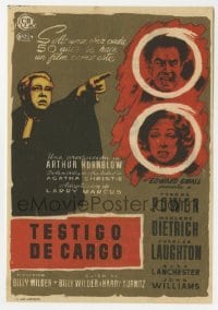 3h421 WITNESS FOR THE PROSECUTION Spanish herald 1958 different MCP art of Power, Dietrich, Laughton