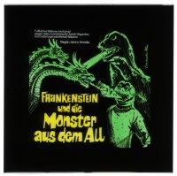 3h057 DESTROY ALL MONSTERS German 4x4 transparency 1971 art of Godzilla, King Ghidorah & Minilla!