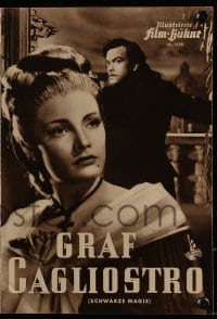 3h597 BLACK MAGIC German program 1951 hypnotist Orson Welles as Cagliostro, Nancy Guild, different!