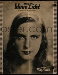 3h603 BLUE LIGHT German program R1938 giant image of Leni Riefenstahl on cover, Das blaue Licht!