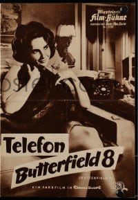 3h620 BUTTERFIELD 8 Film-Buhne German program 1960 different images of sexy Elizabeth Taylor!