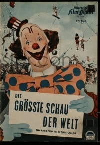 3h722 GREATEST SHOW ON EARTH German program R1960s Cecil B. DeMille, different color circus images!