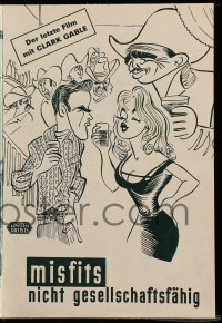 3h822 MISFITS Das Neue German program 1961 Marilyn Monroe, Gable, Clift, great Hirschfeld cover art!