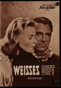 3h856 NOTORIOUS German program 1951 Hitchcock, different images of Cary Grant & Ingrid Bergman!