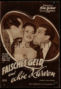 3h868 PARIS HOLIDAY German program 1958 Bob Hope, Fernandel, sexy Anita Ekberg & Martha Hyer!