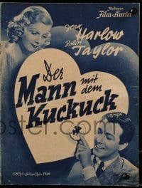 3h465 PERSONAL PROPERTY German program 1937 different images of sexy Jean Harlow & Robert Taylor!