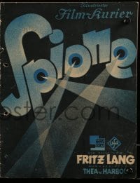 3h476 SPIES German program 1928 Fritz Lang's classic spy movie based on Thea von Harbou's novel!