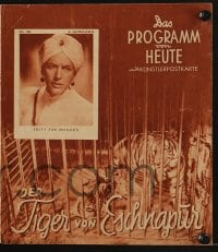 3h558 TIGER OF ESCHNAPUR German program 1938 based on the novel by Thea von Harbou!