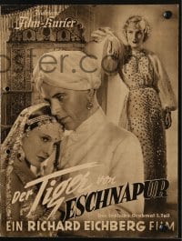 3h559 TIGER OF ESCHNAPUR Film-Kurier German program 1938 based on the novel by Thea von Harbou!