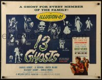 3j501 13 GHOSTS style B 1/2sh 1960 William Castle, great art of all the spooks, cool horror in ILLUSION-O!