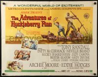 3j510 ADVENTURES OF HUCKLEBERRY FINN style A 1/2sh 1960 Mark Twain, Curtiz, Huck & Jim on raft!