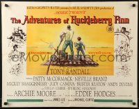 3j511 ADVENTURES OF HUCKLEBERRY FINN style B 1/2sh 1960 Mark Twain, Curtiz, Huck & Jim on raft!